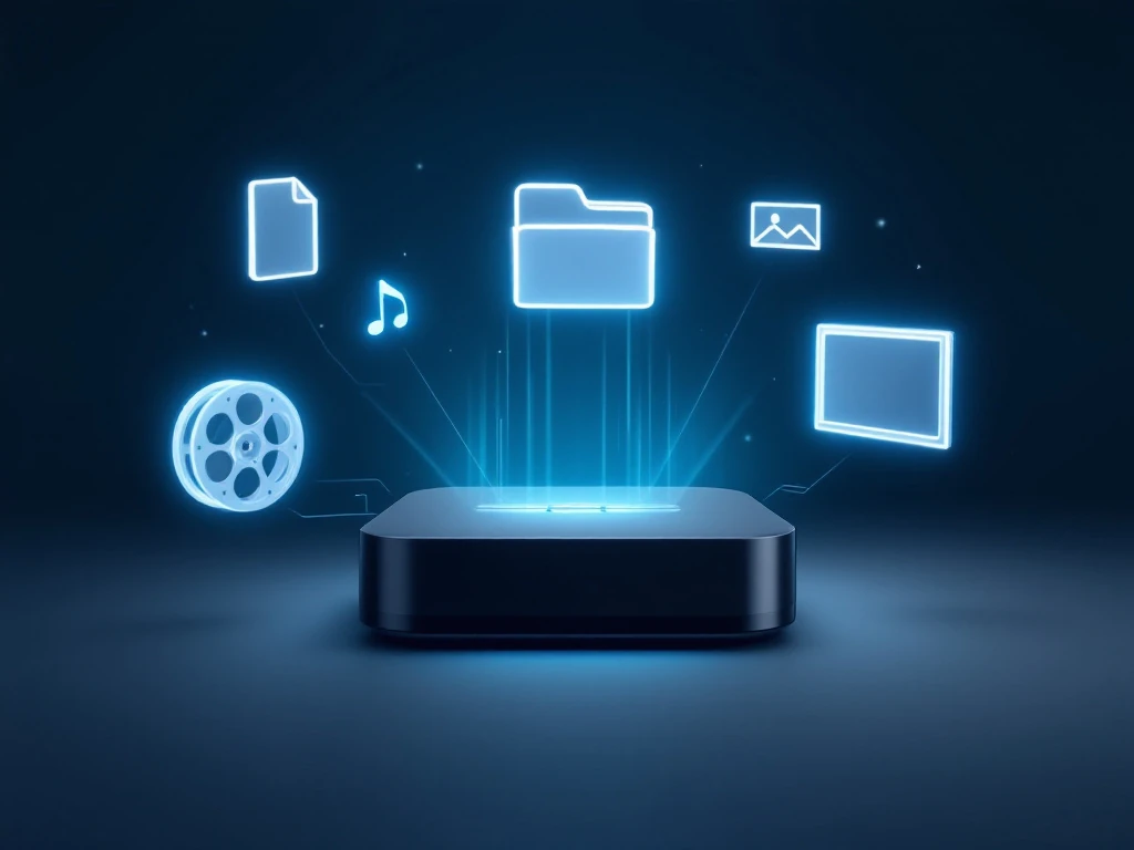 homeserver Serveur domestique affichant des dossiers, des vidéos et des photos